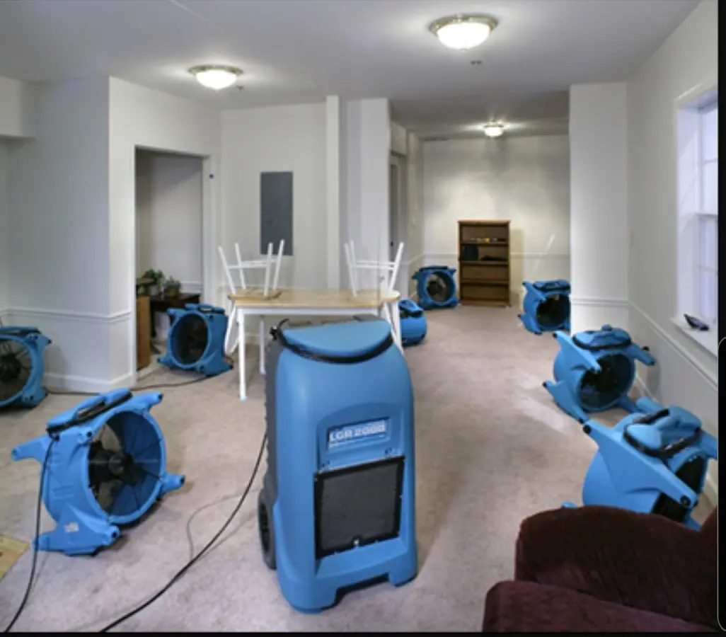 Air movers and dehumidifier setup for Water Extraction & Removal in Foley